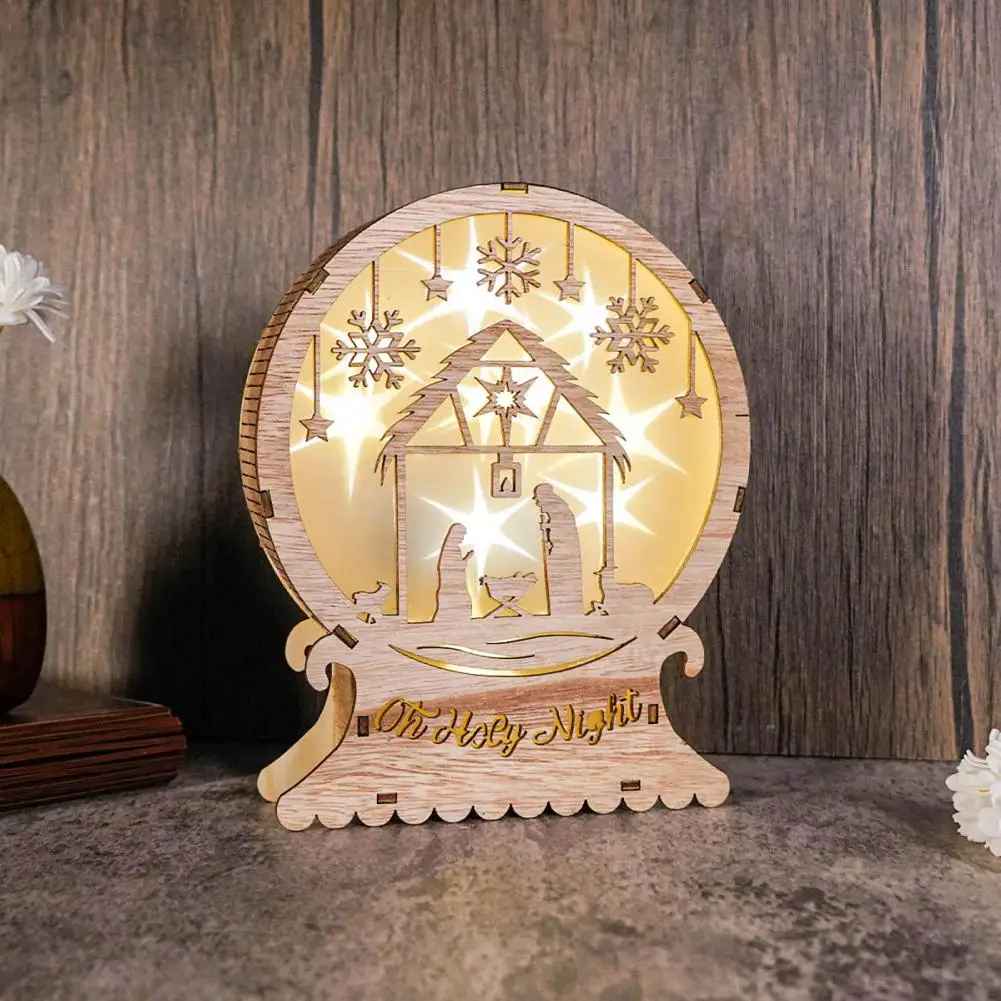 Christian Christmas Home Decoration, Ideas For Christmas Decor, LED Wooden Nativity Scene, Figurine Set for Christmas Decor, Nativity Decoration For Shelf DCLAF22